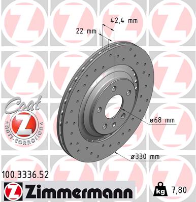 Brake Disc - 100.3336.52 ZIMMERMANN