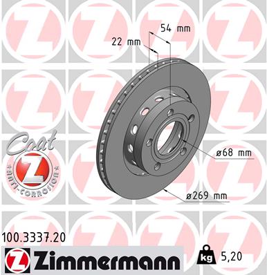 Brake Disc - 100.3337.20 ZIMMERMANN