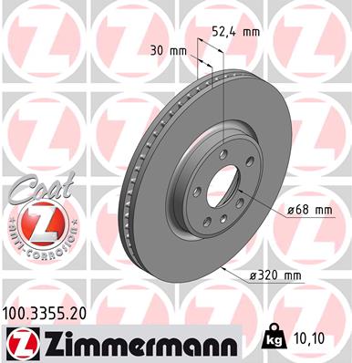 Brake Disc - 100.3355.20 ZIMMERMANN