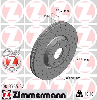 Brake Disc - 100.3355.52 ZIMMERMANN