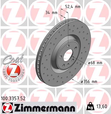 Brake Disc - 100.3357.52 ZIMMERMANN