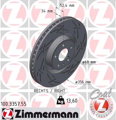 Brake Disc - 100.3357.55 ZIMMERMANN