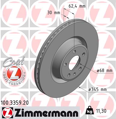 stabdžių diskas - 100.3359.20 ZIMMERMANN