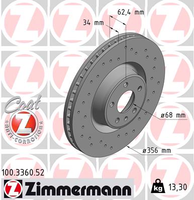 Brake Disc - 100.3360.52 ZIMMERMANN