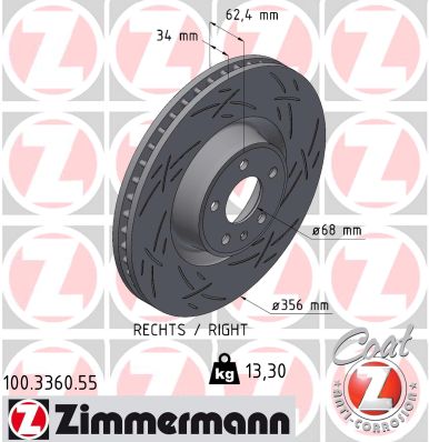 Brake Disc - 100.3360.55 ZIMMERMANN
