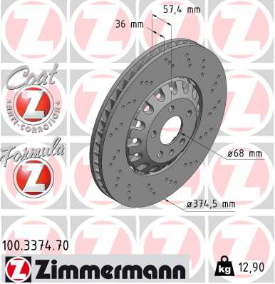 Brake Disc - 100.3374.70 ZIMMERMANN