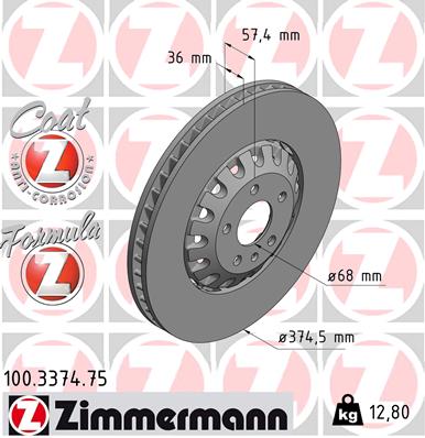 Brake Disc - 100.3374.75 ZIMMERMANN