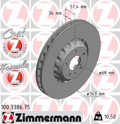 Brake Disc - 100.3386.75 ZIMMERMANN
