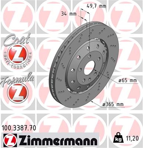 Brake Disc - 100.3387.70 ZIMMERMANN