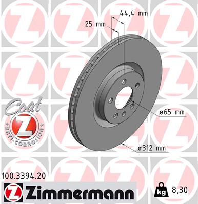 Brake Disc - 100.3394.20 ZIMMERMANN