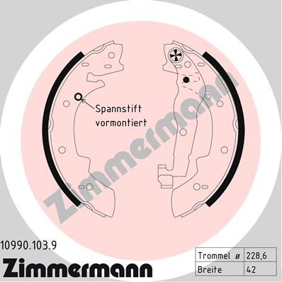 stabdžių trinkelių komplektas - 10990.103.9 ZIMMERMANN