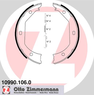 Kit ganasce, Freno stazionamento - 10990.106.0 ZIMMERMANN