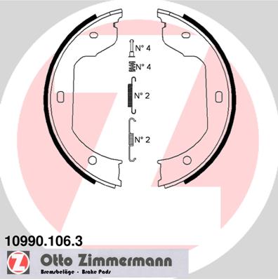 Комплект тормозных колодок, стояночная тормозная система - 10990.106.3 ZIMMERMANN