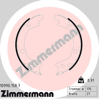 Brake Shoe Set, parking brake - 10990.158.7 ZIMMERMANN
