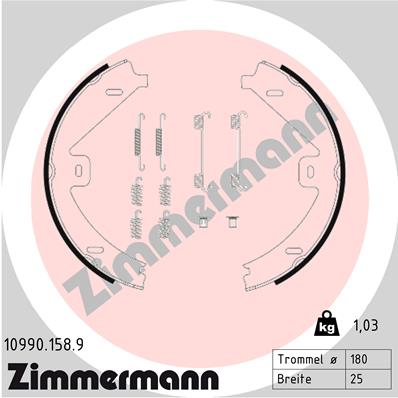 Kit ganasce, Freno stazionamento - 10990.158.9 ZIMMERMANN