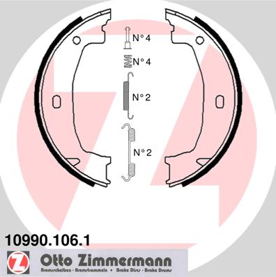 Kit ganasce, Freno stazionamento - 10990.106.1 ZIMMERMANN