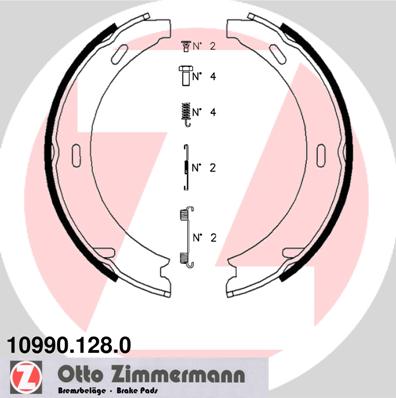 Kit ganasce, Freno stazionamento - 10990.128.0 ZIMMERMANN