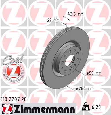 Brake Disc - 110.2207.20 ZIMMERMANN