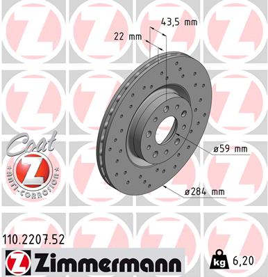 Brake Disc - 110.2207.52 ZIMMERMANN