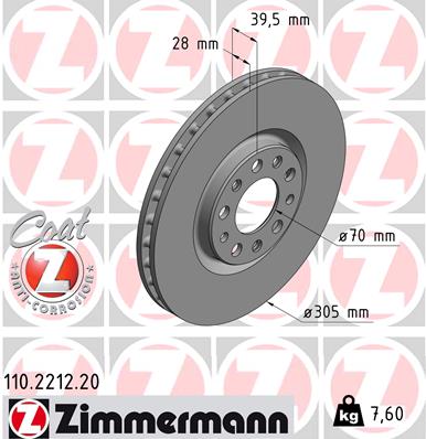 Brake Disc - 110.2212.20 ZIMMERMANN
