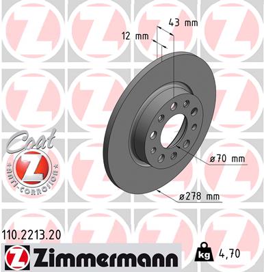 Brake Disc - 110.2213.20 ZIMMERMANN
