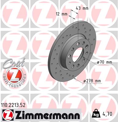 Brake Disc - 110.2213.52 ZIMMERMANN