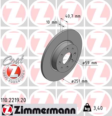 Brake Disc - 110.2219.20 ZIMMERMANN