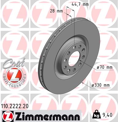 Brake Disc - 110.2222.20 ZIMMERMANN