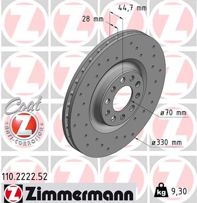 Brake Disc - 110.2222.52 ZIMMERMANN
