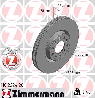 Brake Disc - 110.2224.20 ZIMMERMANN