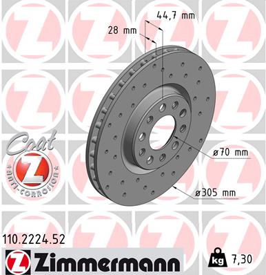 Brake Disc - 110.2224.52 ZIMMERMANN