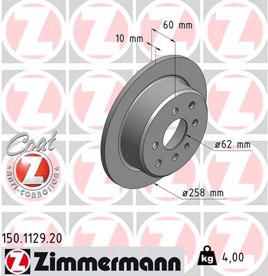 Brake Disc - 150.1129.20 ZIMMERMANN