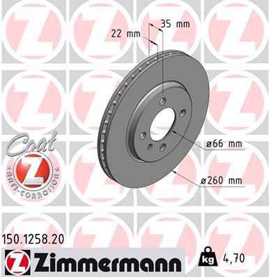 Brake Disc - 150.1258.20 ZIMMERMANN
