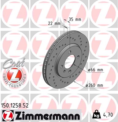 Brake Disc - 150.1258.52 ZIMMERMANN