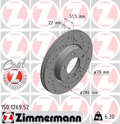 Brake Disc - 150.1269.52 ZIMMERMANN