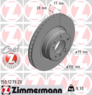 stabdžių diskas - 150.1279.20 ZIMMERMANN