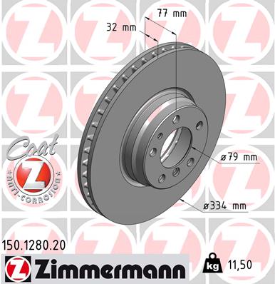 stabdžių diskas - 150.1280.20 ZIMMERMANN