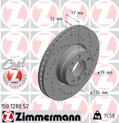 stabdžių diskas - 150.1280.52 ZIMMERMANN