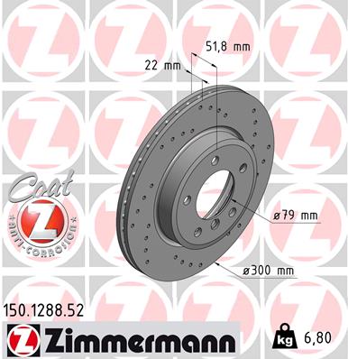 Brake Disc - 150.1288.52 ZIMMERMANN