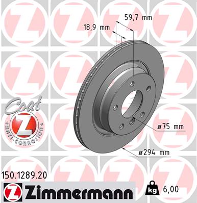 Brake Disc - 150.1289.20 ZIMMERMANN