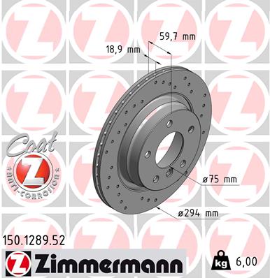Brake Disc - 150.1289.52 ZIMMERMANN