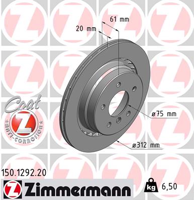 stabdžių diskas - 150.1292.20 ZIMMERMANN