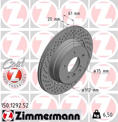 stabdžių diskas - 150.1292.52 ZIMMERMANN