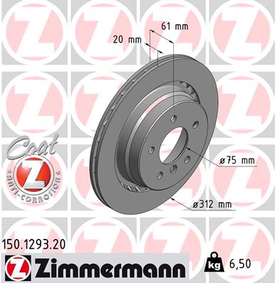 Brake Disc - 150.1293.20 ZIMMERMANN