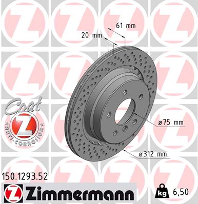 Brake Disc - 150.1293.52 ZIMMERMANN