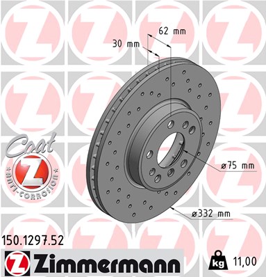 stabdžių diskas - 150.1297.52 ZIMMERMANN