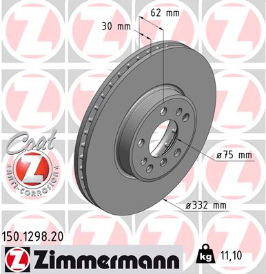 stabdžių diskas - 150.1298.20 ZIMMERMANN