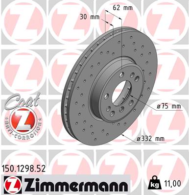 stabdžių diskas - 150.1298.52 ZIMMERMANN