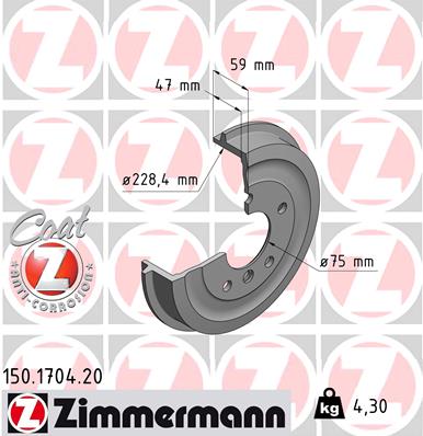 Brake Drum - 150.1704.20 ZIMMERMANN