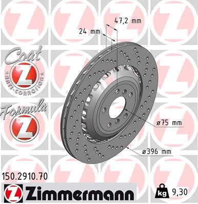 Brake Disc - 150.2910.70 ZIMMERMANN
